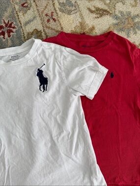 Polo by Ralph Lauren White & Red Short Sleeve Logo Tees - Kids